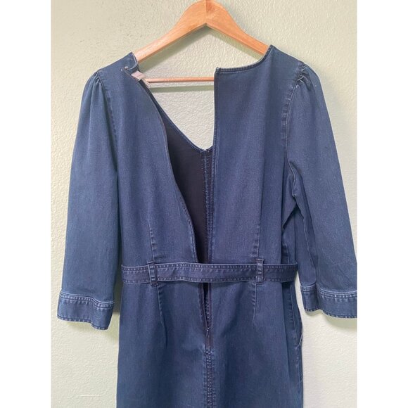 Liz Claiborne Women's Dark Wash‎ Denim Long Sleeve Dress with Tie Size 10 - Picture 8 of 9
